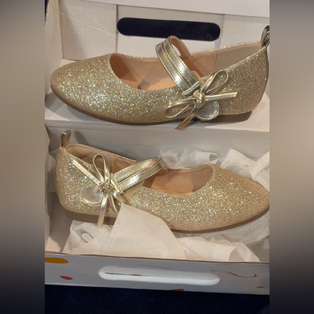 Sparkly Gold Glitter Mary Jane Flats